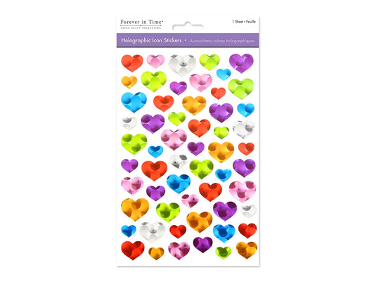 Paper Craft Sticker: 5.5"x8.25" Holographic Icons D) Heart