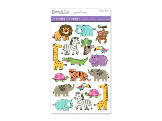 Paper Craft Sticker: 5.5"x8.25" Holographic Icons L) Baby Animals