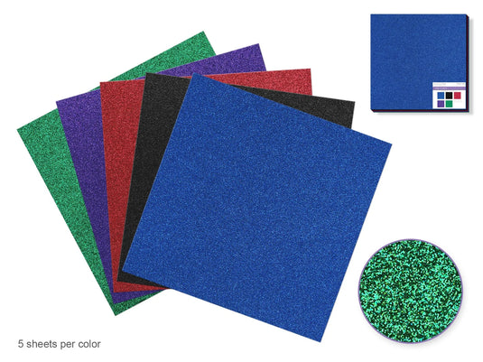 Scrapbook Paper: 12"x12" Glitter Cardstock 190gsm C) Primary