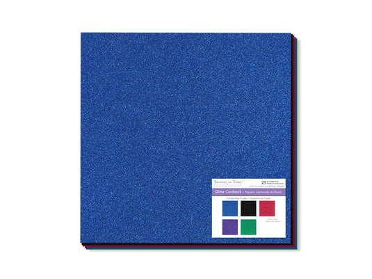 Scrapbook Paper: 12"x12" Glitter Cardstock 190gsm C) Primary