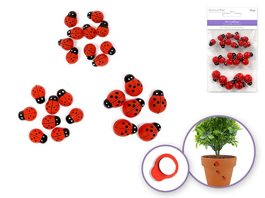 Paper Craft Emb: 1/2"-3/4" Mini Plastic Ladybugs x24 Peel-n-Stick