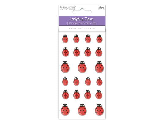 Paper Craft Emb: 1.3/1.5/2cm Mini Ladybug Gembellishments x22 Peel-n-Stick B) Standard