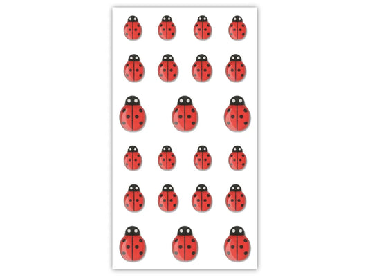 Paper Craft Emb: 1.3/1.5/2cm Mini Ladybug Gembellishments x22 Peel-n-Stick B) Standard