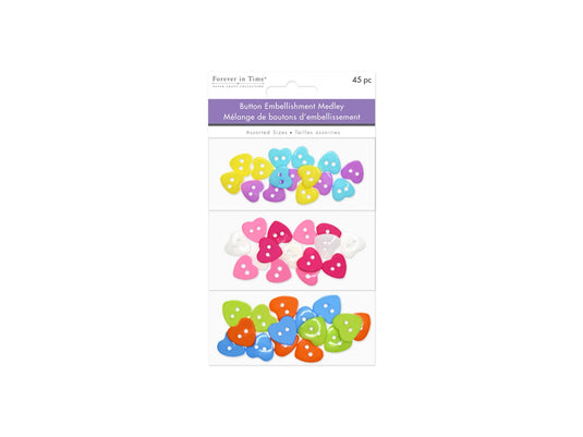 Button Embellishment: Plastic Button Medley 45pc 3-Tier C) Hearts