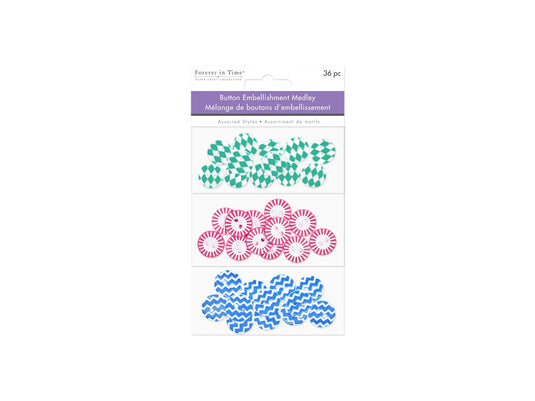 Button Embellishment: Round Pattern Button Medley 36pc 3-Tier C) Tile-scapes