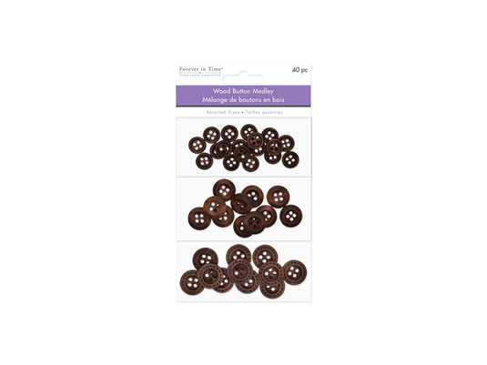 Button Embellishment: Wood Button Medley 3-Tier B) Round Medley