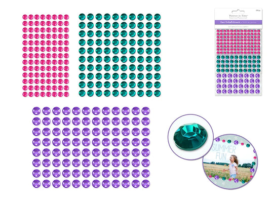 Paper Craft Emb: 6/8/10mm Gems x300 Peel-n-Stick B) Glam