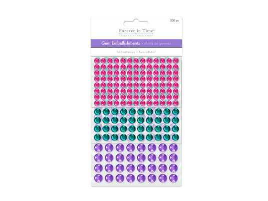 Paper Craft Emb: 6/8/10mm Gems x300 Peel-n-Stick B) Glam