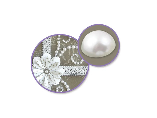 Paper Craft Emb: 6-10mm Pearl Halves x28 White Peel-n-Stick