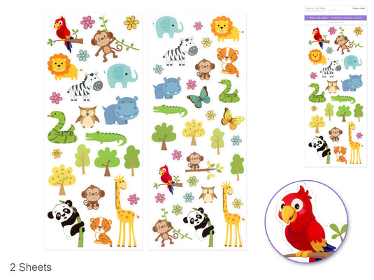Paper Craft Sticker: 5"x12" 2-Sticker Themed Set G) Baby Animals