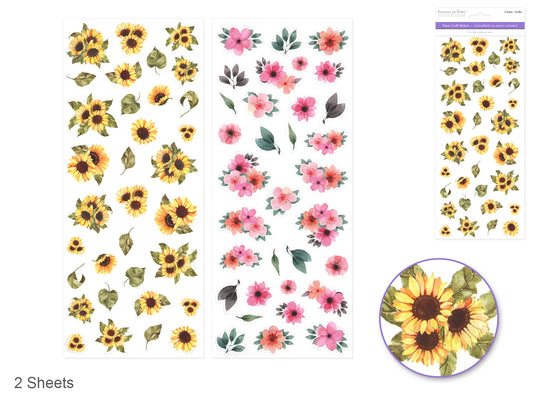 Paper Craft Sticker: 5"x12" 2-Sticker Themed Set H) Floral Medley