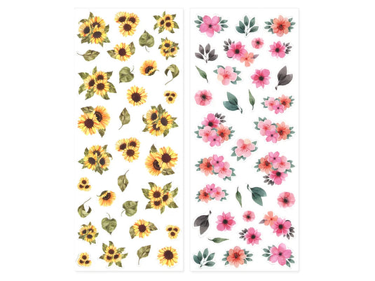 Paper Craft Sticker: 5"x12" 2-Sticker Themed Set H) Floral Medley