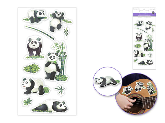 Handmade Sticker: 3D Glitter Cardstock Elements 250gsm H) Panda Life