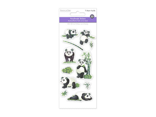 Handmade Sticker: 3D Glitter Cardstock Elements 250gsm H) Panda Life