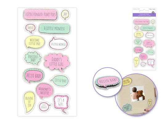 Handmade Sticker: 3D Glitter Cardstock Elements 250gsm J) Baby Girl