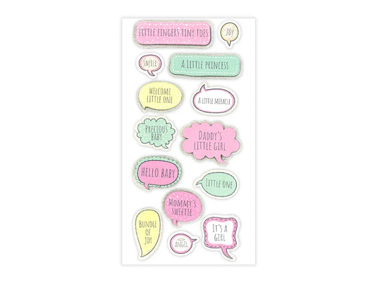Handmade Sticker: 3D Glitter Cardstock Elements 250gsm J) Baby Girl