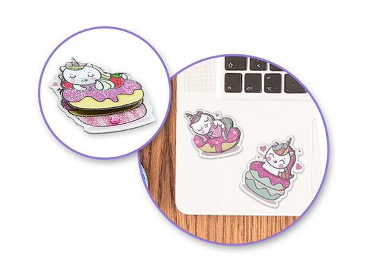 Handmade Sticker: 3D Glitter Cardstock Elements 250gsm L) Unicorn Bday