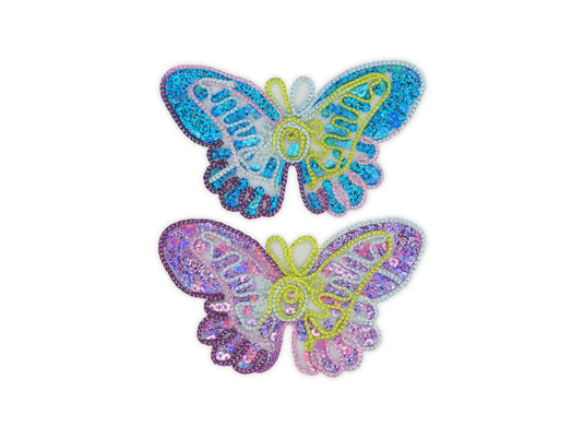 Paper Craft Emb: 5"x3" Sequin Butterflies 2pc Asst B) Bold
