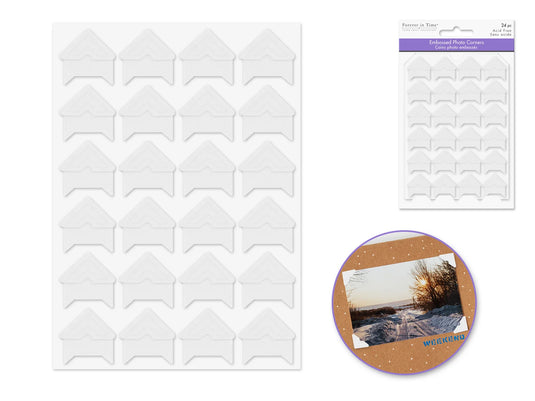 Photo Corner: 3/4" Embossed Cardstock x24 C) White