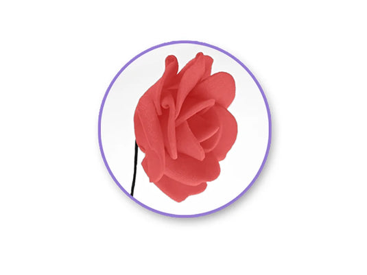 Floral Embell: 1.4" Mini Foam Roses w/Stem Asst Colors C) Red Rose