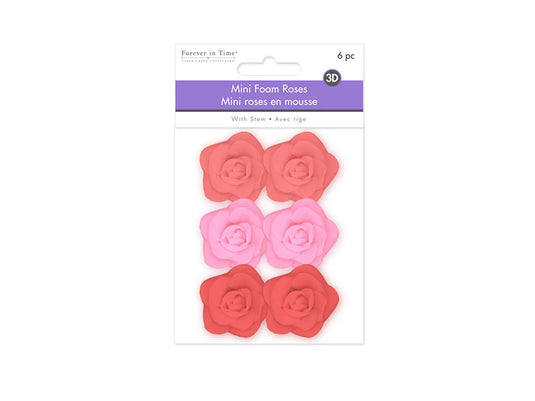 Floral Embell: 1.4" Mini Foam Roses w/Stem Asst Colors C) Red Rose