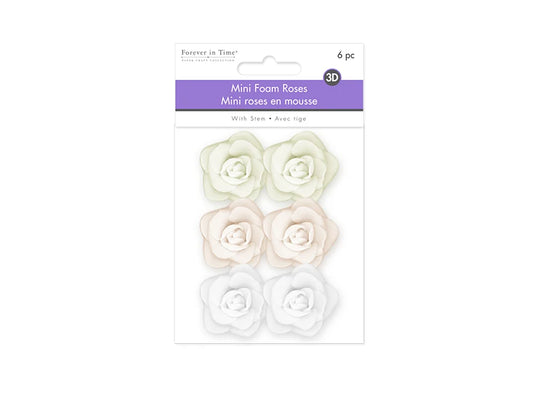 Floral Embell: 1.4" Mini Foam Roses w/Stem Asst Colors D) Pure