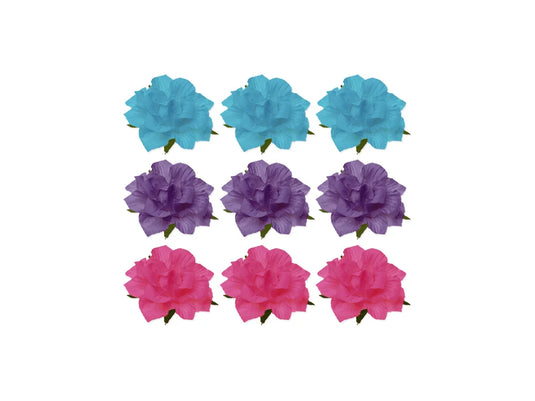 Floral Embellish: 1.25" Handmade Paper Mini Open Roses w/Stem A) Bold