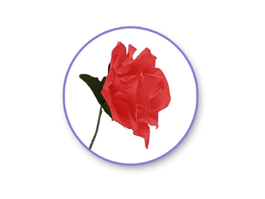 Floral Embellish: 1.25" Handmade Paper Mini Open Roses w/Stem C) Red Rose