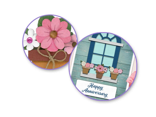 Floral Embellish: 3D Handmade Paper Flower Pots Self-Stick 3pc w/Pearls A) For Mom