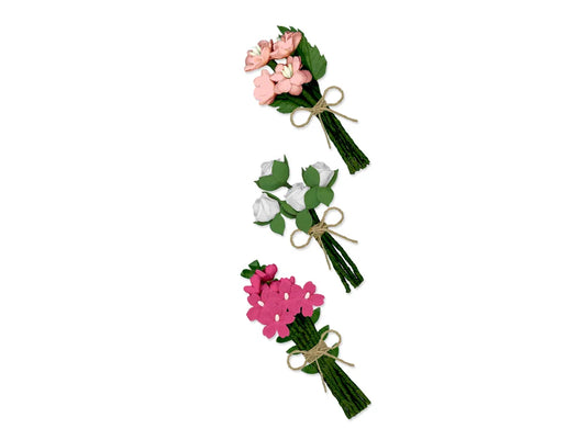 Floral Embellish: 3D Handmade Paper Floral Bouquets Self-Stick 3pc w/Jute A) For Mom