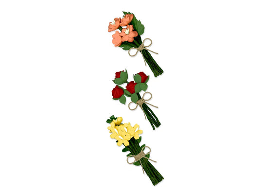 Floral Embellish: 3D Handmade Paper Floral Bouquets Self-Stick 3pc w/Jute C) Glamour