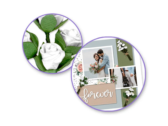 Floral Embellish: 3D Handmade Paper Floral Bouquets Self-Stick 3pc w/Jute D) Matrimonial