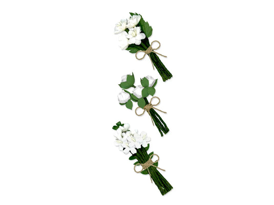 Floral Embellish: 3D Handmade Paper Floral Bouquets Self-Stick 3pc w/Jute D) Matrimonial