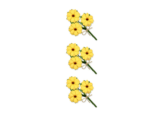 Floral Embellish: 3D Handmade Paper Floral Bouquets Self-Stick 3pc w/Jute E) Sunflowers