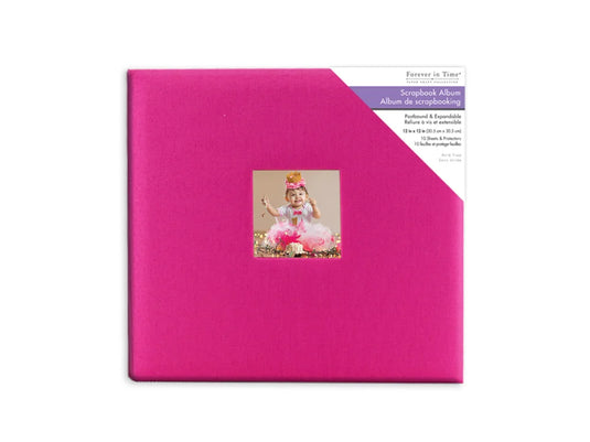 Scrapbook Album: 12"x12" PostBound w/10shts&prot A) Fuchsia Linen
