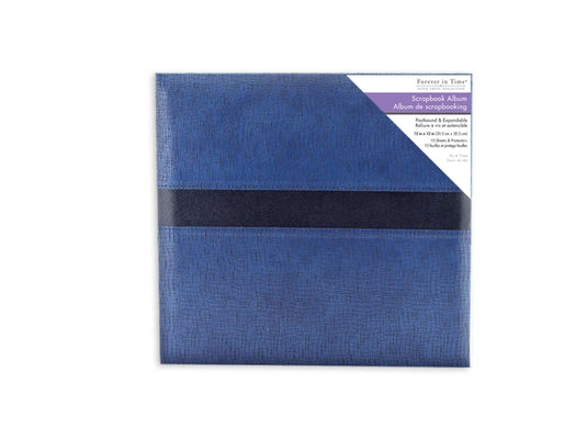 Scrapbook Album: 12"x12" PostBound w/10shts&prot F) Black & Blue Distressed