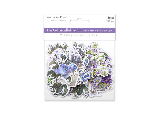 Paper Craft Emb: Glitter Die Cuts 250gsm B) Lavender