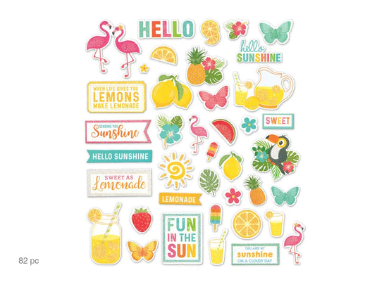 Paper Craft Emb: Glitter Die Cuts 250gsm C) Hello Sunshine