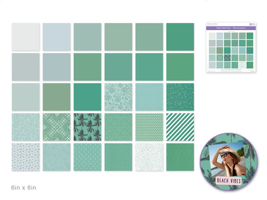 Paper Pad: 6"x6" Color Theme Stack Pad x30 (30 Designs) 100GSM B) Green