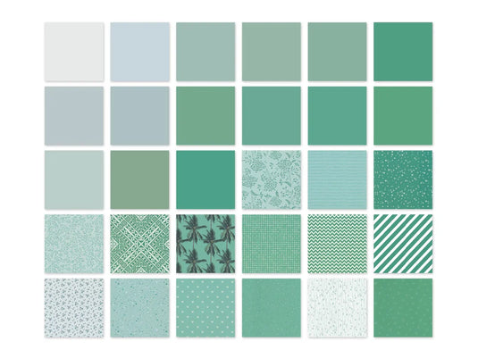 Paper Pad: 6"x6" Color Theme Stack Pad x30 (30 Designs) 100GSM B) Green
