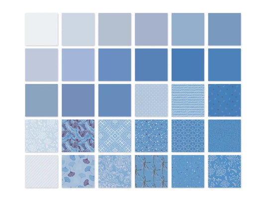 Paper Pad: 6"x6" Color Theme Stack Pad x30 (30 Designs) 100GSM D) Blue
