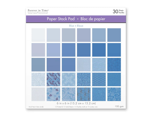 Paper Pad: 6"x6" Color Theme Stack Pad x30 (30 Designs) 100GSM D) Blue