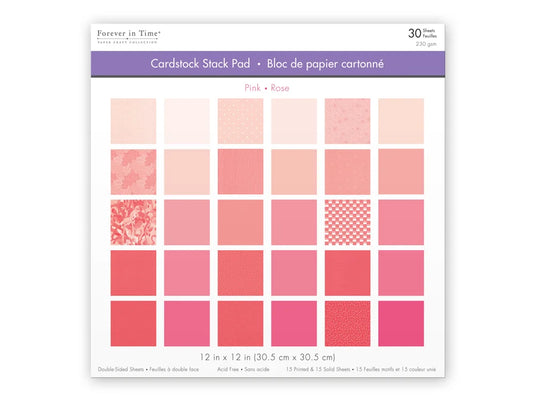 Cardstock: 12"x12" Color Theme Stack Pad x30 Double-Sided 230GSM C) Pink