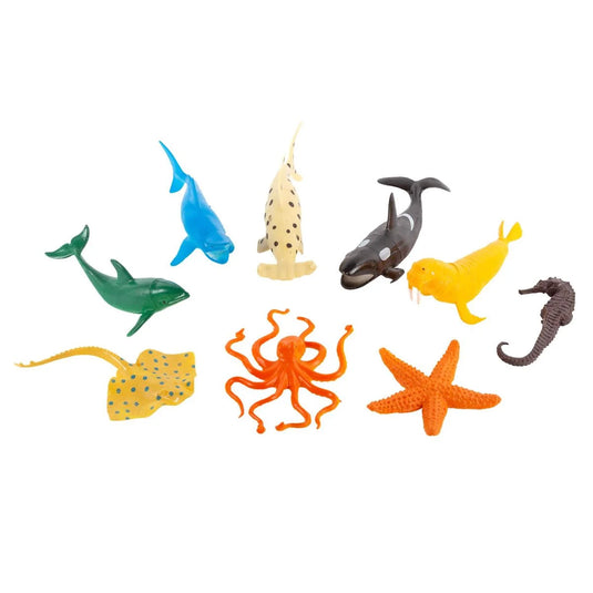 9pcs Sea Creature Toy Figures, PVC bag w/header