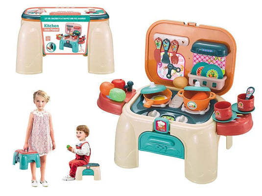 26pcs Kitchen Playset in Stool Carrying Case, Sleeve Card