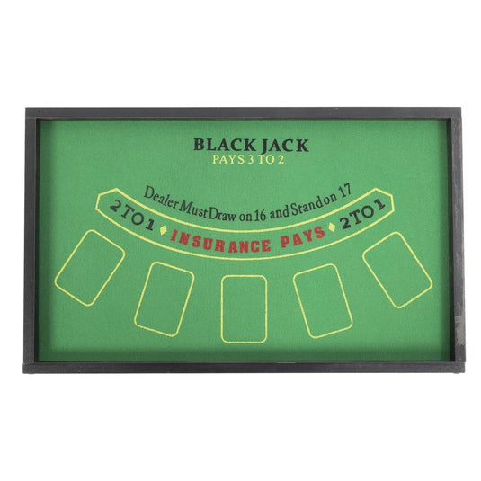 2-in-1 Casino Game Set, 20"x12",Roulette & Blackjack, c/box