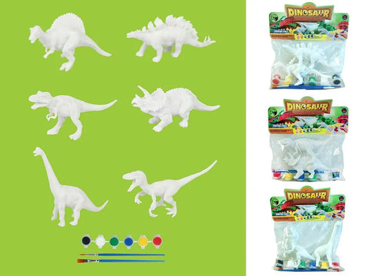 2-pc. Dinosaur Painting Set w/Paint & Brush, Polybag W/Header