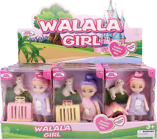 4.5" Doll w/Pet & Pet Carrier