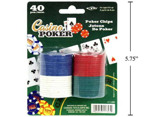 Casino Poker 40-pc Poker Chips, b/c