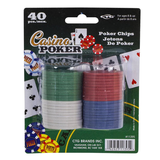 Casino Poker 40-pc Poker Chips, b/c